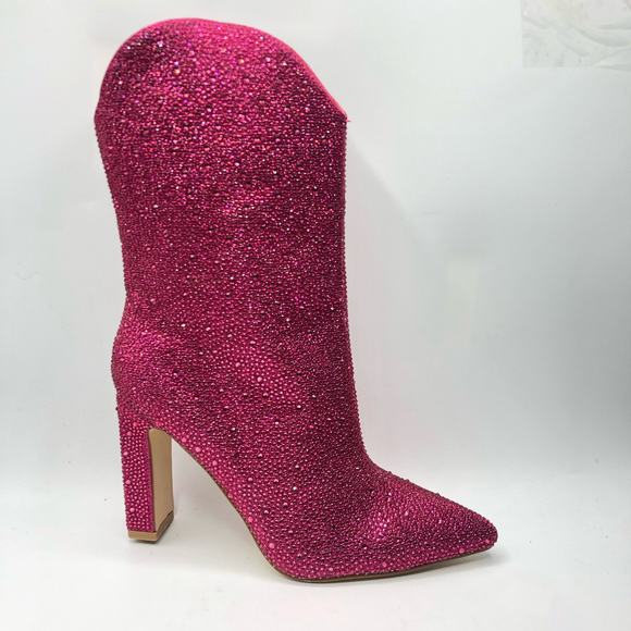 Free People X Billini Disco Rodeo Embellished Boots Pink Rhinestone Size US 8 - Picture 10 of 11